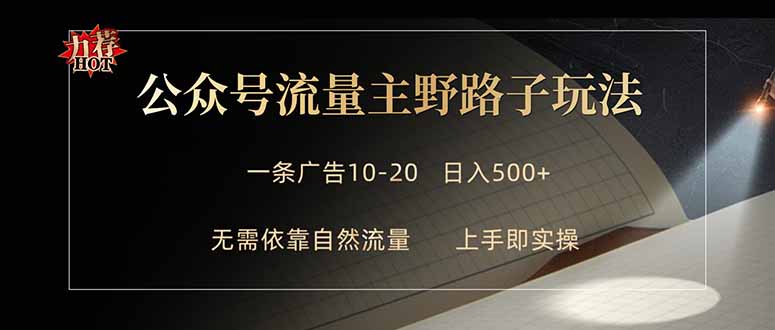 公众号流量主野路子玩法 单条广告10-20元 日入500+ - 技研社-技研社