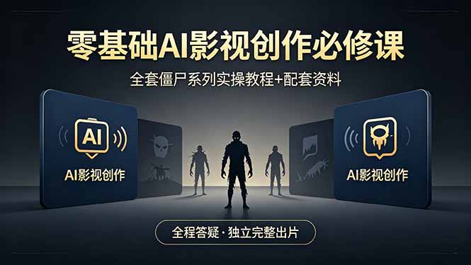 零基础AI影视创作必修课,全套僵尸系列实操教程加配套资料,全程答疑带你独立完整出片 零基础AI影视创作必修课,全套僵尸系列实操教程加配套资料,全程答疑带你独立完整出片