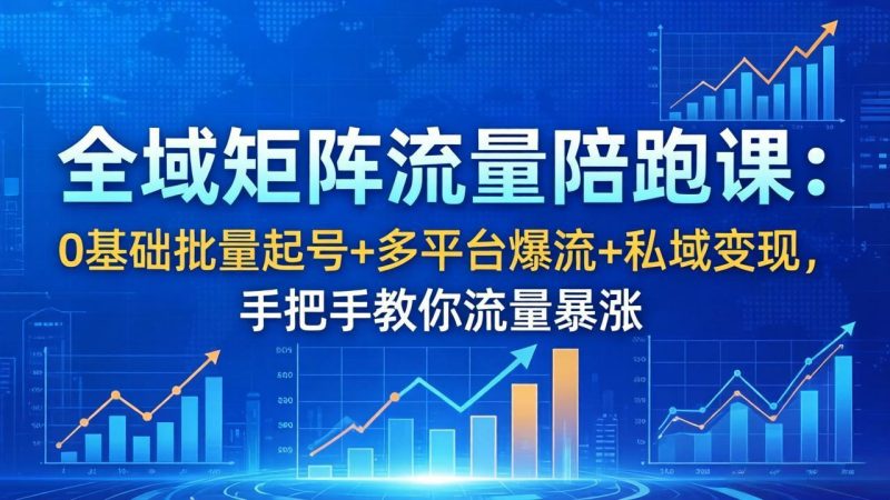 全域矩阵流量陪跑课:0基础批量起号+多平台爆流+私域变现,手把手教你流量暴涨 - 技研社-技研社