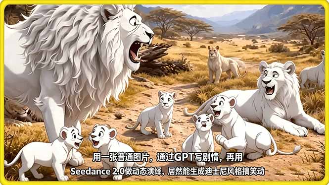 用一张普通图片,通过GPT写剧情,再用Seedance 2.0做动态演绎,居然能生成迪士尼风格搞笑动画 用一张普通图片,通过GPT写剧情,再用Seedance 2.0做动态演绎,居然能生成迪士尼风格搞笑动画
