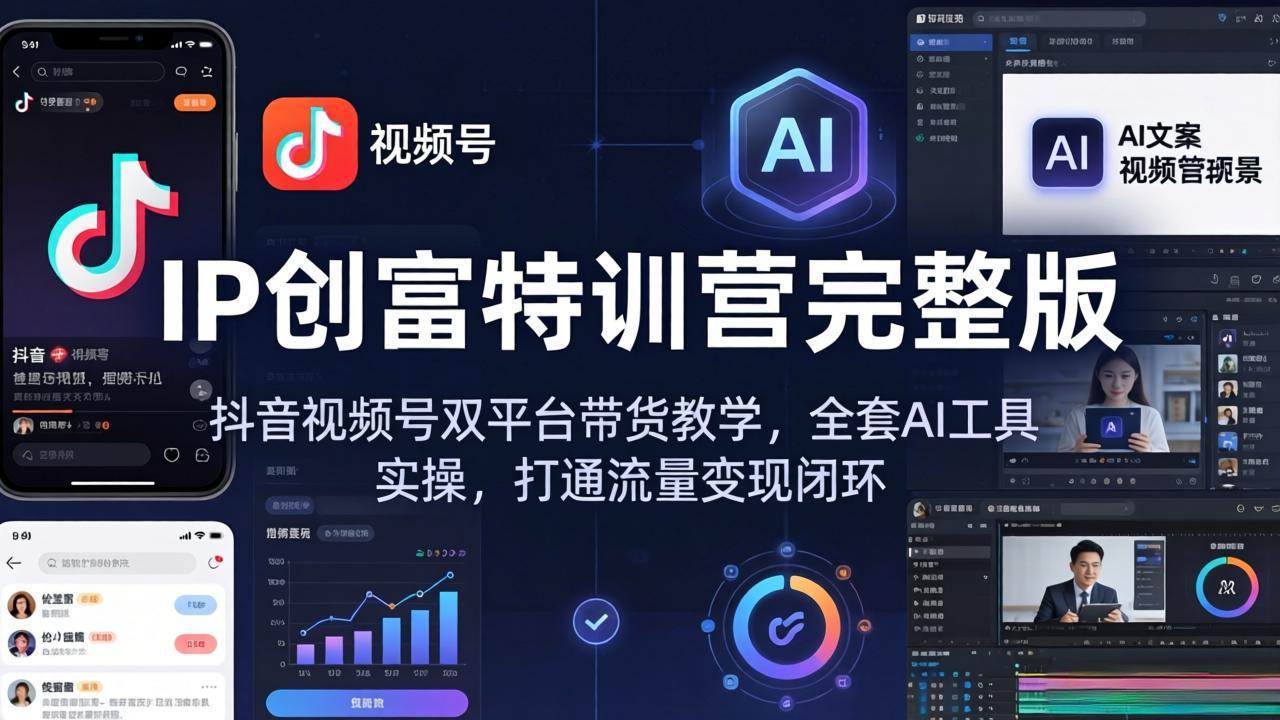 IP创富特训营完整版:抖音视频号双平台带货教学,全套AI工具实操,打通流量变现闭环 IP创富特训营完整版:抖音视频号双平台带货教学,全套AI工具实操,打通流量变现闭环