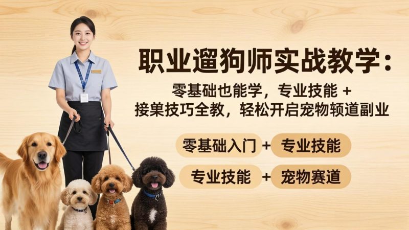 职业遛狗师实战教学：零基础也能学，专业技能 + 接单技巧全教，轻松开启宠物赛道副业 - 技研社-技研社