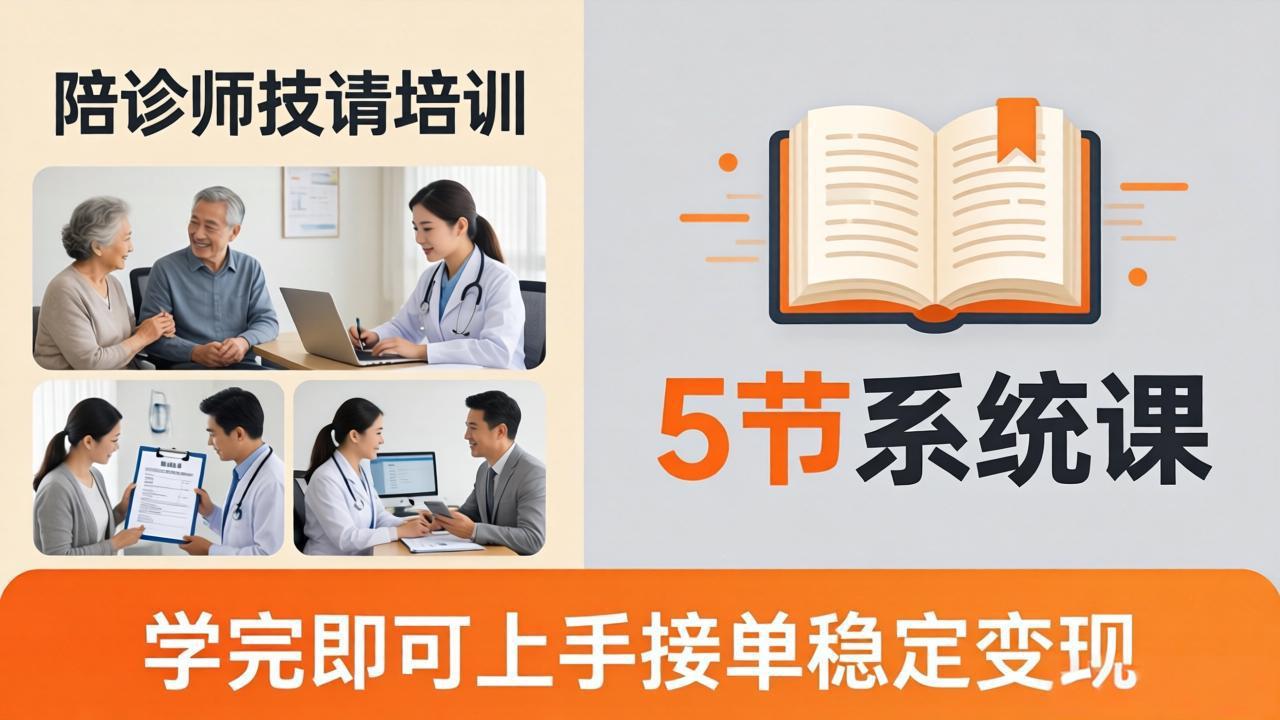 想做陪诊师不知从何下手?5节系统课教你掌握核心技能,学完即可上手接单稳定变现 想做陪诊师不知从何下手?5节系统课教你掌握核心技能,学完即可上手接单稳定变现