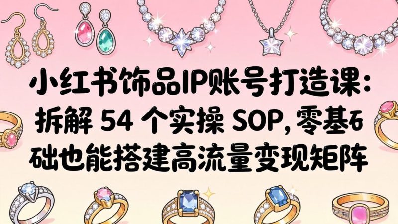 小红书饰品IP账号打造课:拆解 54 个实操 SOP,零基础也能搭建高流量变现矩阵 - 技研社-技研社