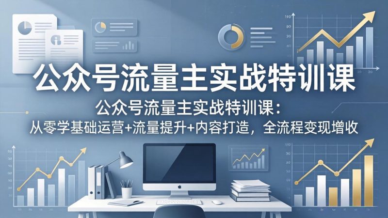 公众号流量主实战特训课:从零学基础运营+流量提升+内容打造,全流程变现增收-技研社