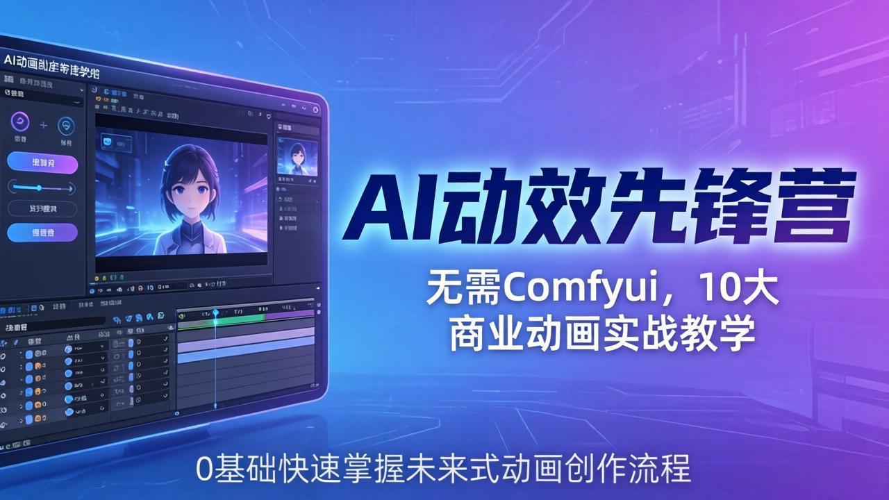 AI 动效先锋营:无需Comfyui,10大商业动画实战教学,0基础快速掌握未来式动画创作流程 AI 动效先锋营:无需Comfyui,10大商业动画实战教学,0基础快速掌握未来式动画创作流程