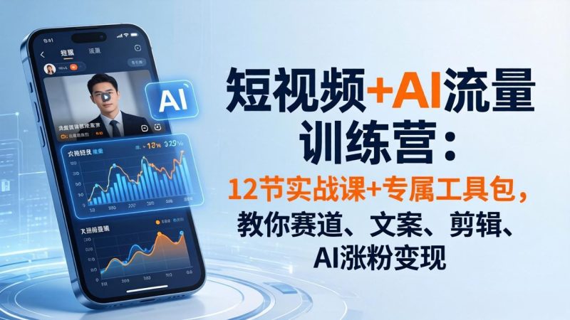 短视频+AI流量训练营:12节实战课+专属工具包,教你赛道-技研社