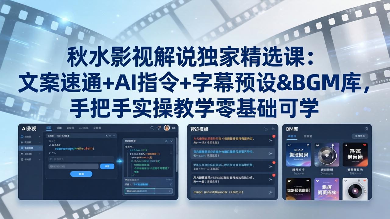 秋水影视解说独家精选课:文案速通+AI指令+字幕预设+BGM库,手把手实操教学零基础可学 秋水影视解说独家精选课:文案速通+AI指令+字幕预设+BGM库,手把手实操教学零基础可学