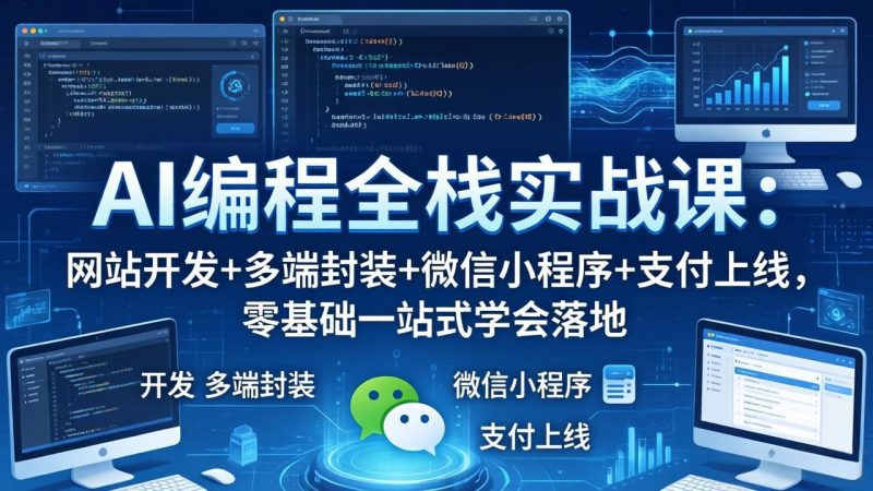 AI编程全栈实战课：网站开发+多端封装+微信小程序+支付上线，零基础学会落地-技研社