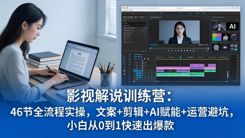 影视解说特训营:46节全流程实操,文案+剪辑+AI赋能+运营避坑,小白从0到1快速出爆款 - 技研社-技研社