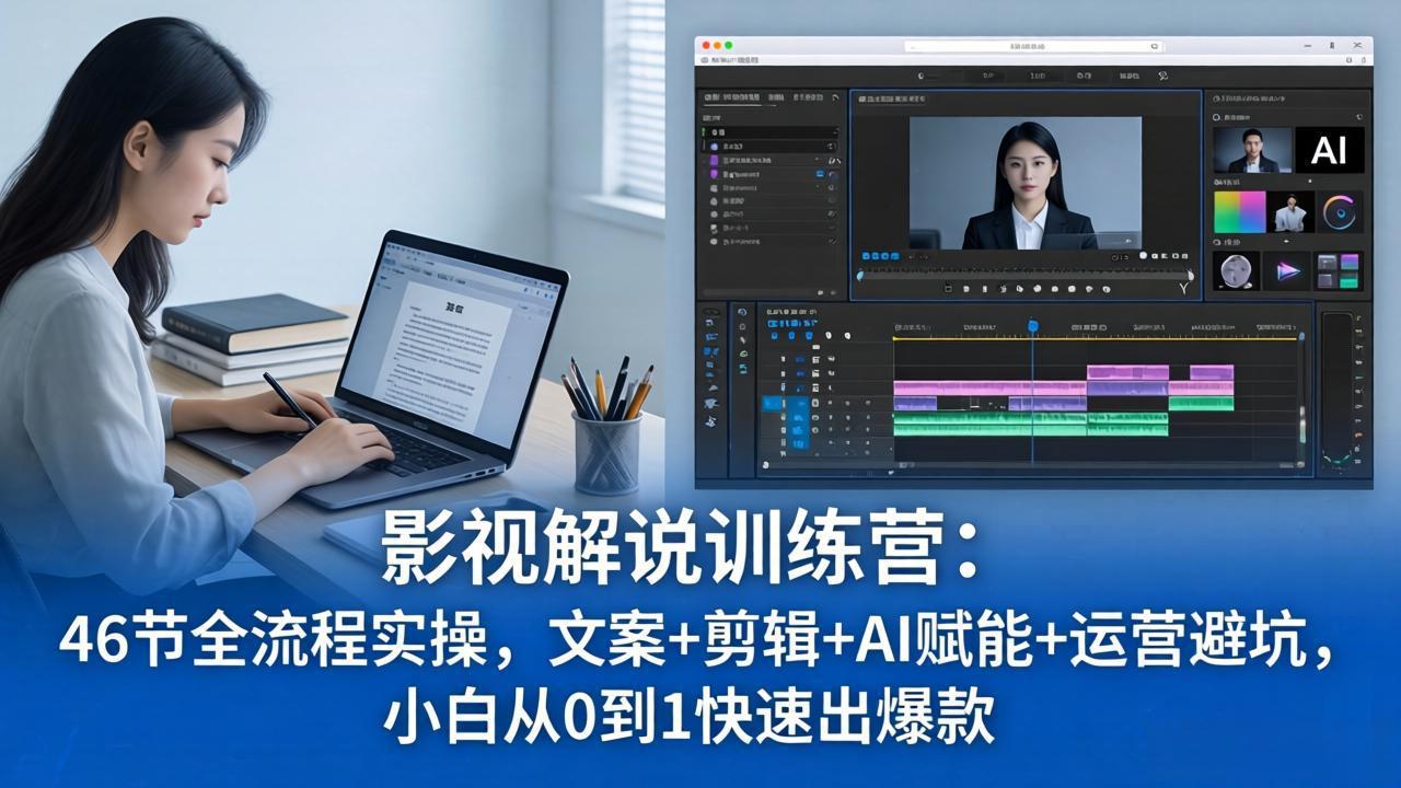 影视解说特训营:46节全流程实操,文案+剪辑+AI赋能+运营避坑,小白从0到1快速出爆款 影视解说特训营:46节全流程实操,文案+剪辑+AI赋能+运营避坑,小白从0到1快速出爆款