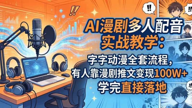 AI漫剧多人配音实战教学:字字动漫全套流程,有人靠漫剧推文变现100W+-技研社