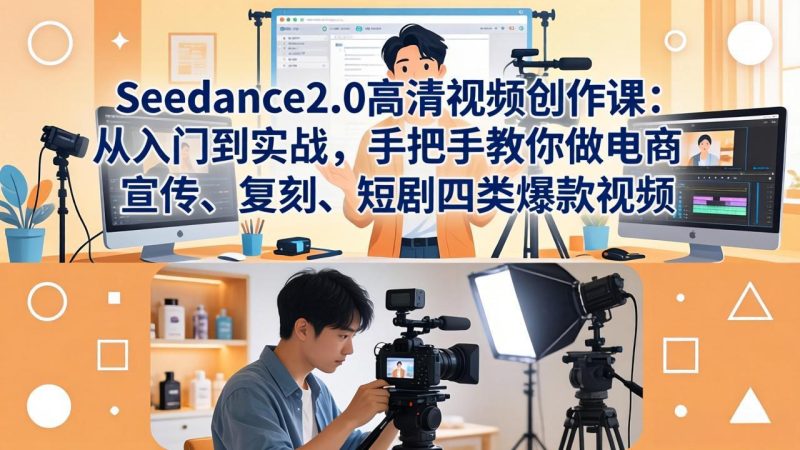 Seedance2.0高清视频创作课:从入门到实战,手把手教你做电商、宣传、复刻、短剧四类爆款视频 - 技研社-技研社