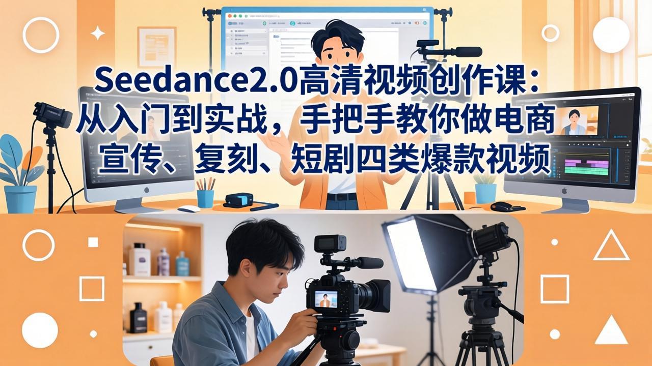 Seedance2.0高清视频创作课:从入门到实战,手把手教你做电商、宣传、复刻、短剧四类爆款视频 Seedance2.0高清视频创作课:从入门到实战,手把手教你做电商、宣传、复刻、短剧四类爆款视频