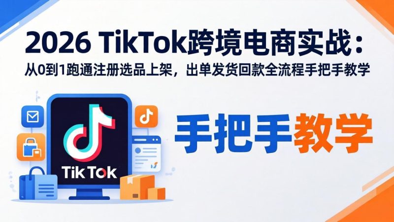 2026TikTok跨境电商实战-更新:从0到1跑通注册选品上架,出单发货回款全流程手把手教学 - 技研社-技研社