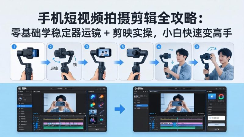 手机短视频拍摄剪辑全攻略：零基础学稳定器运镜 + 剪映实操，小白快速变高手 - 技研社-技研社