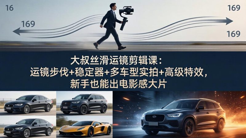 大叔丝滑运镜剪辑课:运镜步伐+稳定器+多车型实拍+高级特效,新手也能出电影感大片 - 技研社-技研社