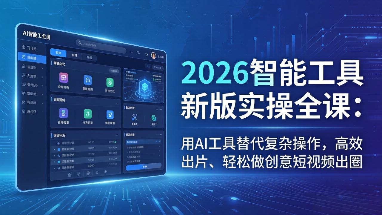 2026智能工具新版实操全课:用AI工具替代复杂操作,高效出片、轻松做创意短视频出圈 2026智能工具新版实操全课:用AI工具替代复杂操作,高效出片、轻松做创意短视频出圈