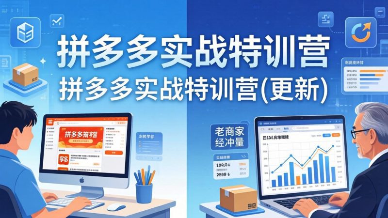 拼多多实战特训营(更新4月):不管是新手入门或老商家冲量,都有实操方法,跟着学,少走弯路 - 技研社-技研社