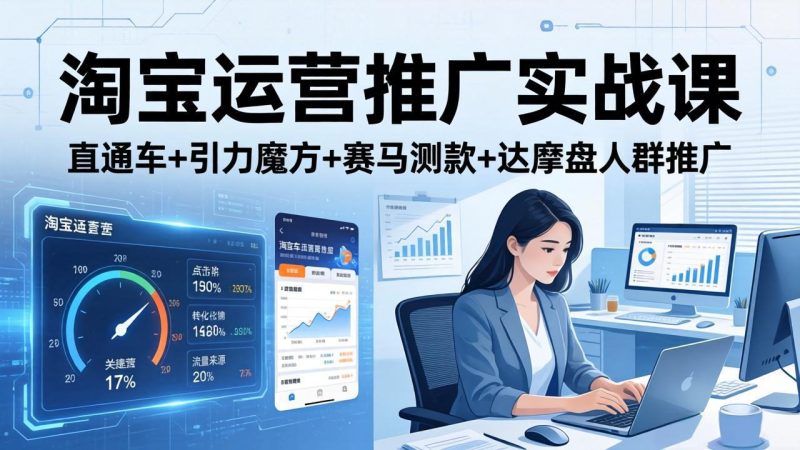 淘宝运营推广实战课(更新26年4月)直通车+引力魔方+赛马测款+达摩盘人群推广等 - 技研社-技研社