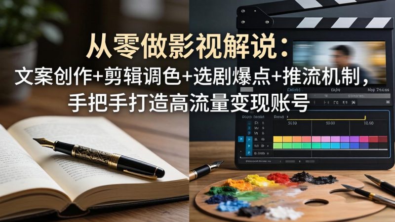 从零做影视解说:文案创作+剪辑调色+选剧爆点+推流机制,手把手打造高流量变现账号 - 技研社-技研社