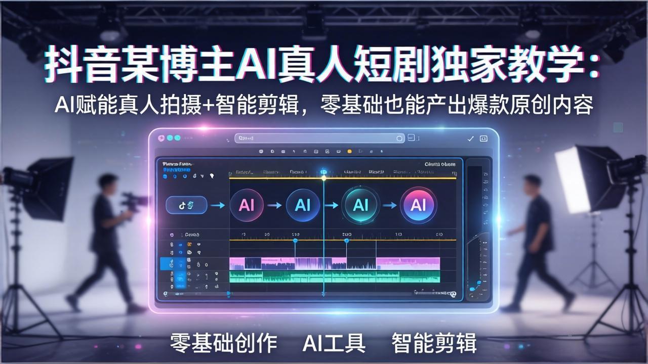 抖音某博主AI真人短剧独家教学：AI赋能真人拍摄+智能剪辑，零基础也能产出爆款原创内容