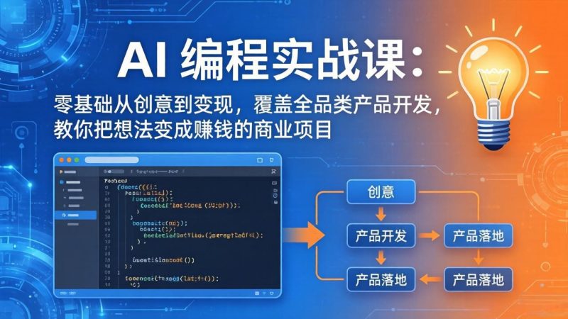 AI编程实战课-第三期-4月更新:零基础从创意到变现,覆盖全品类产品开发,把想法变成赚钱的项目 - 技研社-技研社