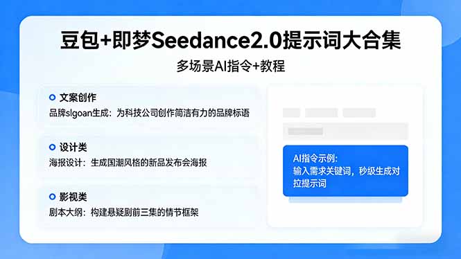 豆包+即梦Seedance2.0提示词大合集：多场景AI指令+教程，解锁文案、设计、影视高效创作 - 技研社-技研社