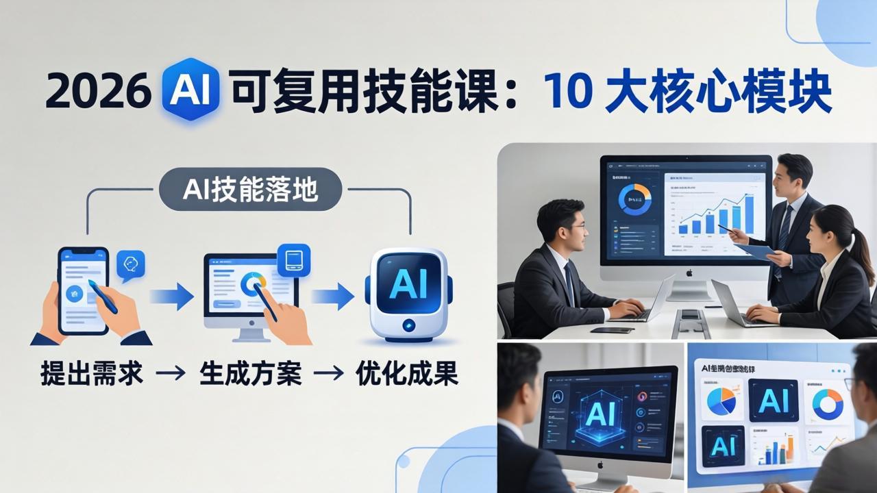 2026AI可复用技能-4月新课:10大核心模块,手把手教你把AI用进工作、产出成果 2026AI可复用技能-4月新课:10大核心模块,手把手教你把AI用进工作、产出成果