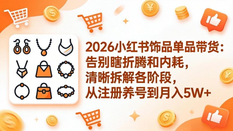 2026小红书饰品单品带货:告别瞎折腾和内耗,清晰拆解各阶段,从注册养号到月入5W+ - 技研社-技研社