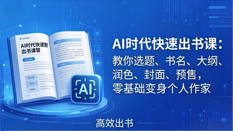 AI时代7天闪电出书课:教你选题、书名、大纲、润色、封面、预售,零基础变身个人作家 - 技研社-技研社