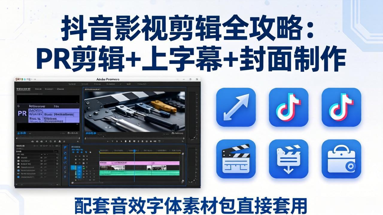 抖音影视剪辑全攻略:PR剪辑+上字幕+封面制作,配套音效字体素材包直接套用 抖音影视剪辑全攻略:PR剪辑+上字幕+封面制作,配套音效字体素材包直接套用