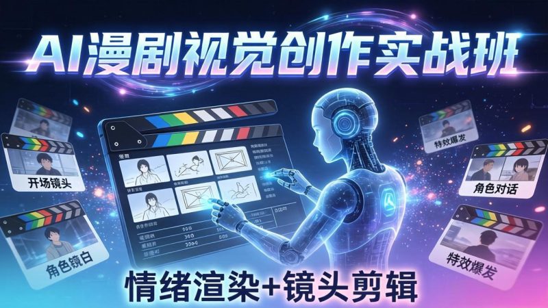AI漫剧视觉导演思维实战班:从脚本到成片全掌握,分镜设计情绪渲染一站学会-技研社