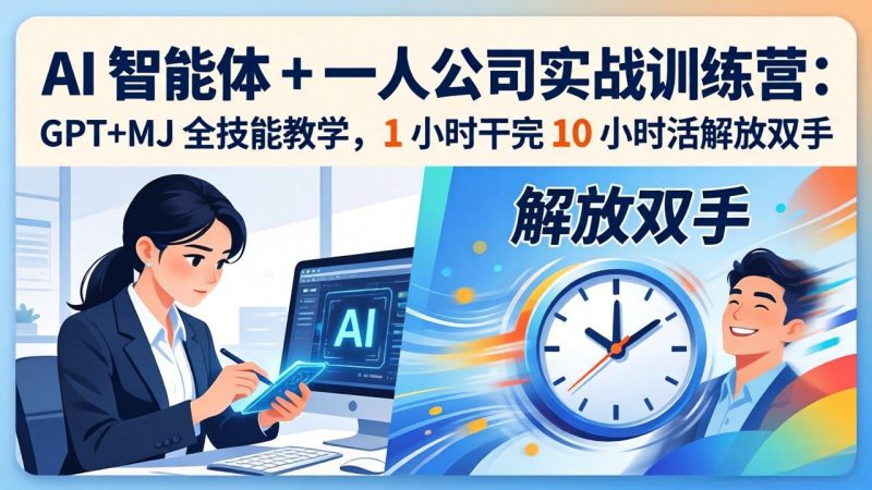 AI 智能体 + 一人公司实战训练营:GPT+MJ 全技能教学,1 小时干完 10 小时活解放双手 - 技研社-技研社