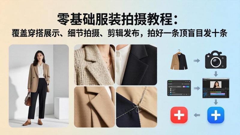 零基础服装拍摄教程:覆盖穿搭展示、细节拍摄、剪辑发布,拍好一条顶盲目发十条 - 技研社-技研社