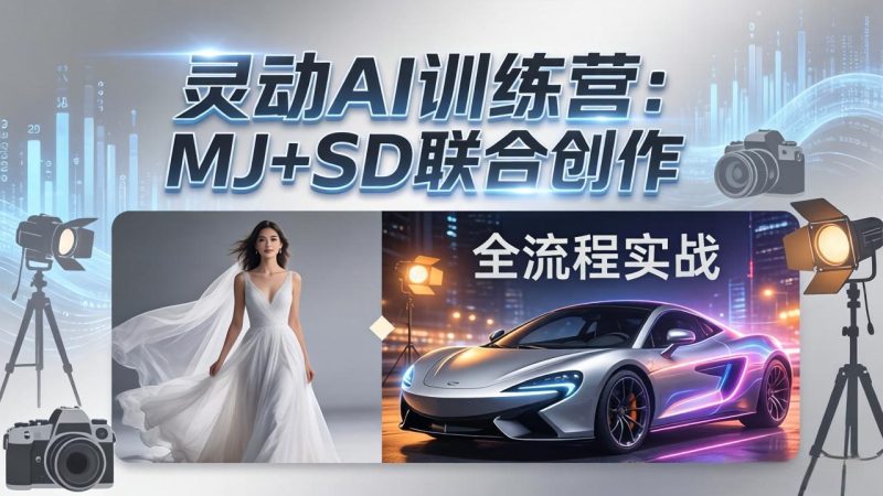 灵动AI训练营-3.0课程：MJ+SD联合创作，从婚纱大片到汽车广告，摄影后期全流程实战 - 技研社-技研社