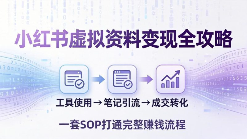 小红书虚拟资料变现全攻略:从工具使用到笔记引流成交,一套 SOP 打通完整赚钱流程 - 技研社-技研社