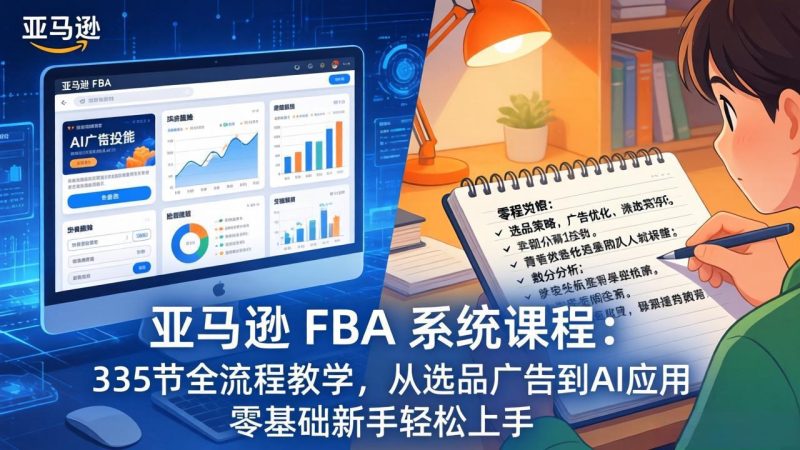 亚马逊 FBA 系统课程(更新26年3月)335节全流程教学,从选品广告到AI应用,零基础新手轻松上手 - 技研社-技研社
