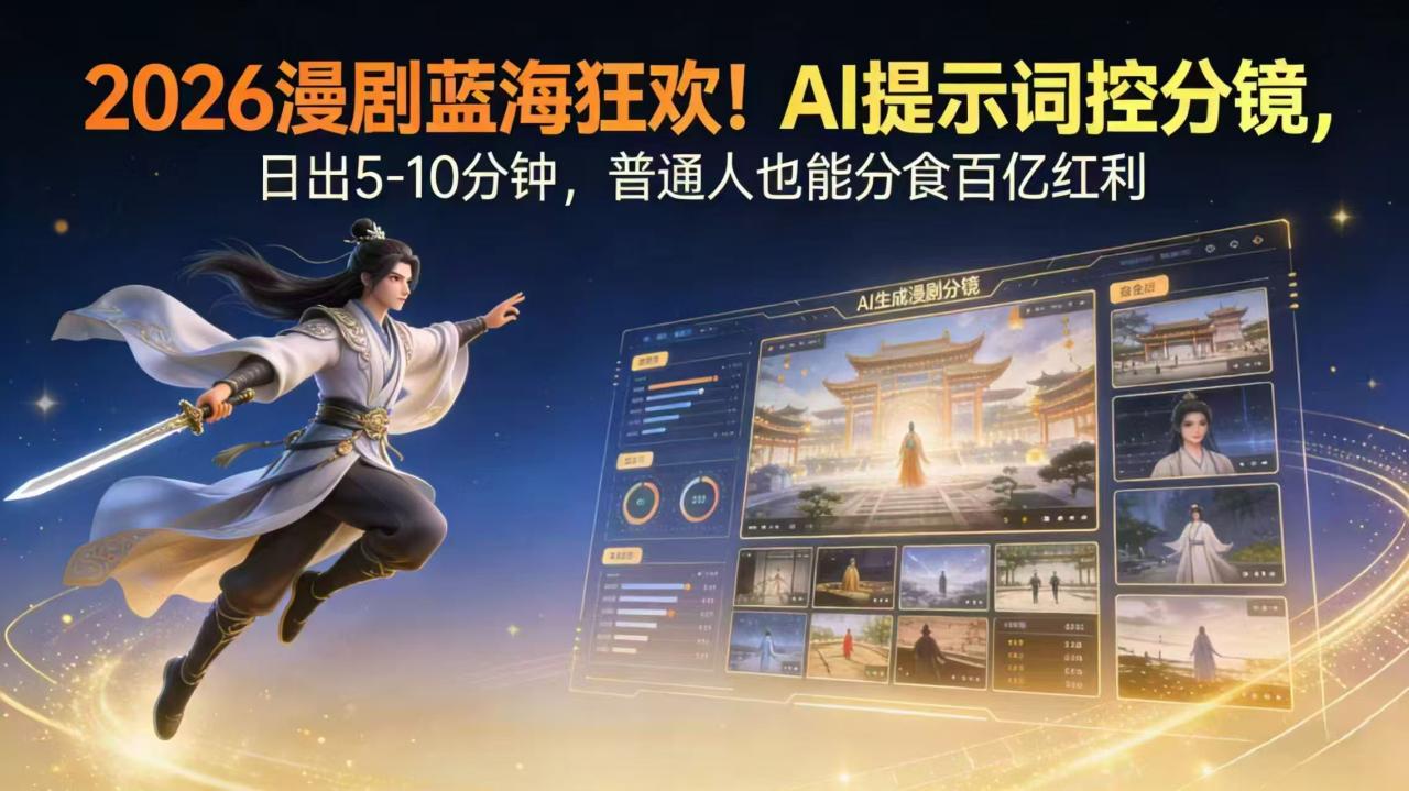 2026漫剧红利实锤! AI 提示词控分镜, 普通人也能轻松月入过万 2026漫剧红利实锤! AI 提示词控分镜, 普通人也能轻松月入过万