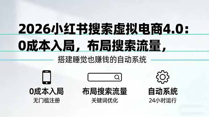 2026小红书搜索虚拟电商4.0:0成本入局,布局搜索流量,搭建睡觉也赚钱的自动系统 2026小红书搜索虚拟电商4.0:0成本入局,布局搜索流量,搭建睡觉也赚钱的自动系统