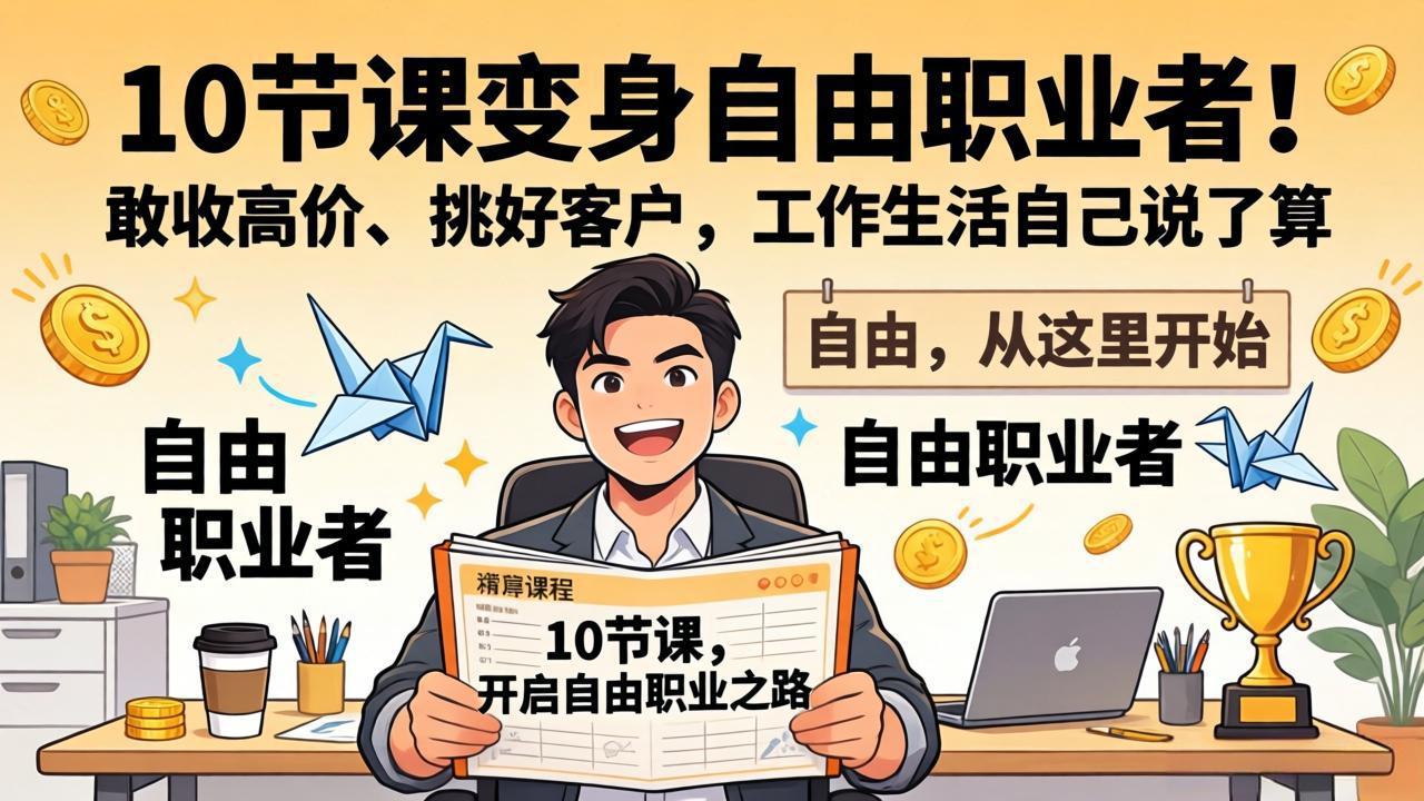 图片[1]-10 节课变身自由职业者！敢收高价、挑好客户，工作生活自己说了算-阿兴说钱