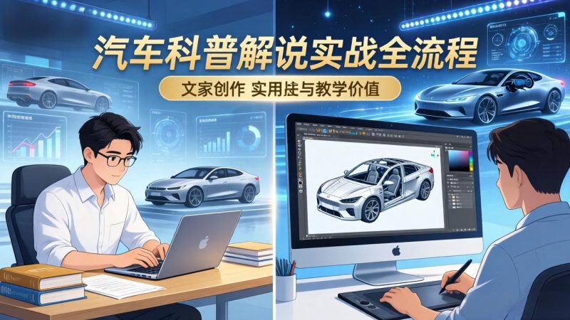 抖音汽车科普解说实战：文案+动画+画面处理+去水印全流程，打造专业汽车科普视频 - 技研社-技研社