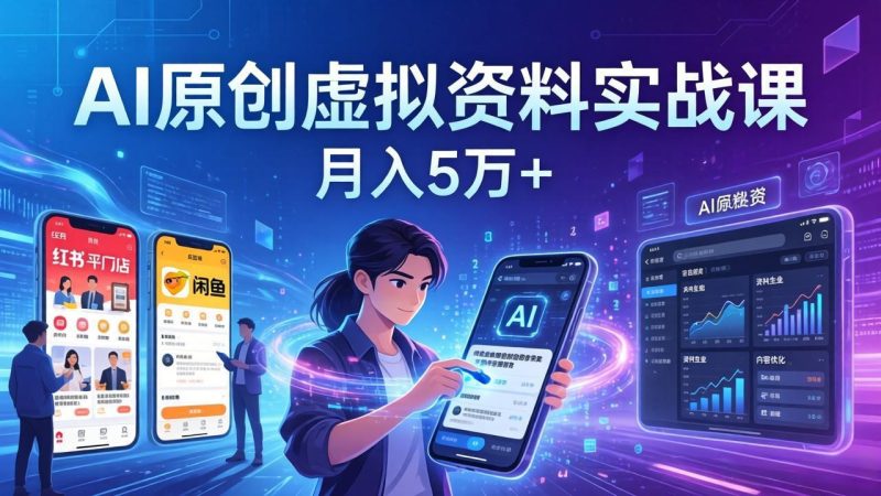 AI原创虚拟资料实战课:2026新机会,小红书闲鱼开店,普通人用AI轻松变现,月入5万+ - 技研社-技研社