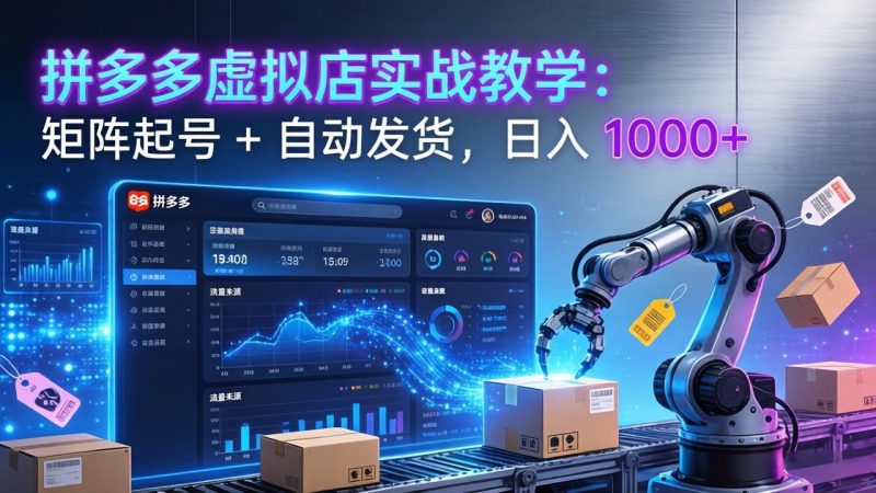 拼多多虚拟店实战教学:矩阵起号 + 自动发货,日入 1000+ - 技研社-技研社