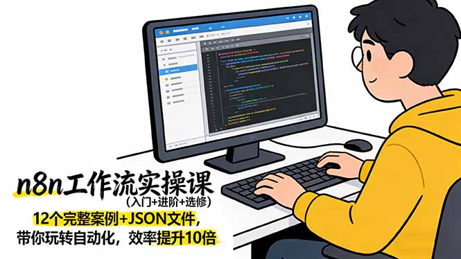 n8n工作流实操课(入门+进阶+选修)12个完整案例+JSON文件,带你玩转自动化,效率提升10倍 n8n工作流实操课(入门+进阶+选修)12个完整案例+JSON文件,带你玩转自动化,效率提升10倍