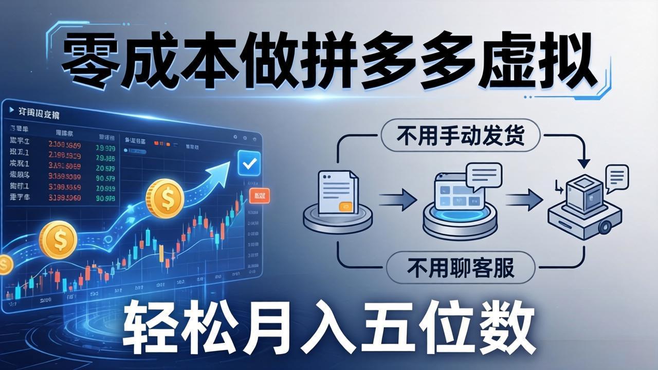 零成本做拼多多虚拟,不用手动发货,不用聊客服,轻松月入五位数!