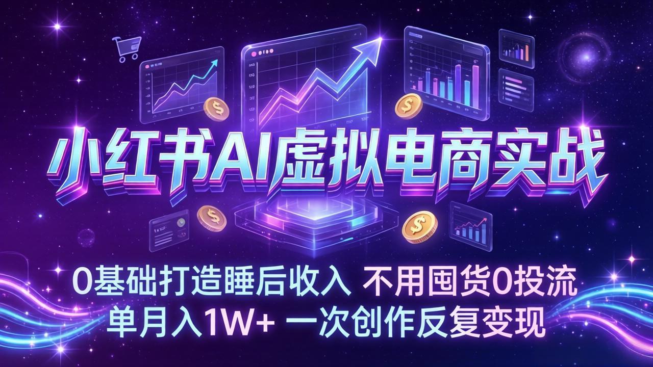 小红书AI虚拟电商实战:0基础打造睡后收入,不用囤货0投流,单月入1W+,一次创作反复变现 小红书AI虚拟电商实战:0基础打造睡后收入,不用囤货0投流,单月入1W+,一次创作反复变现