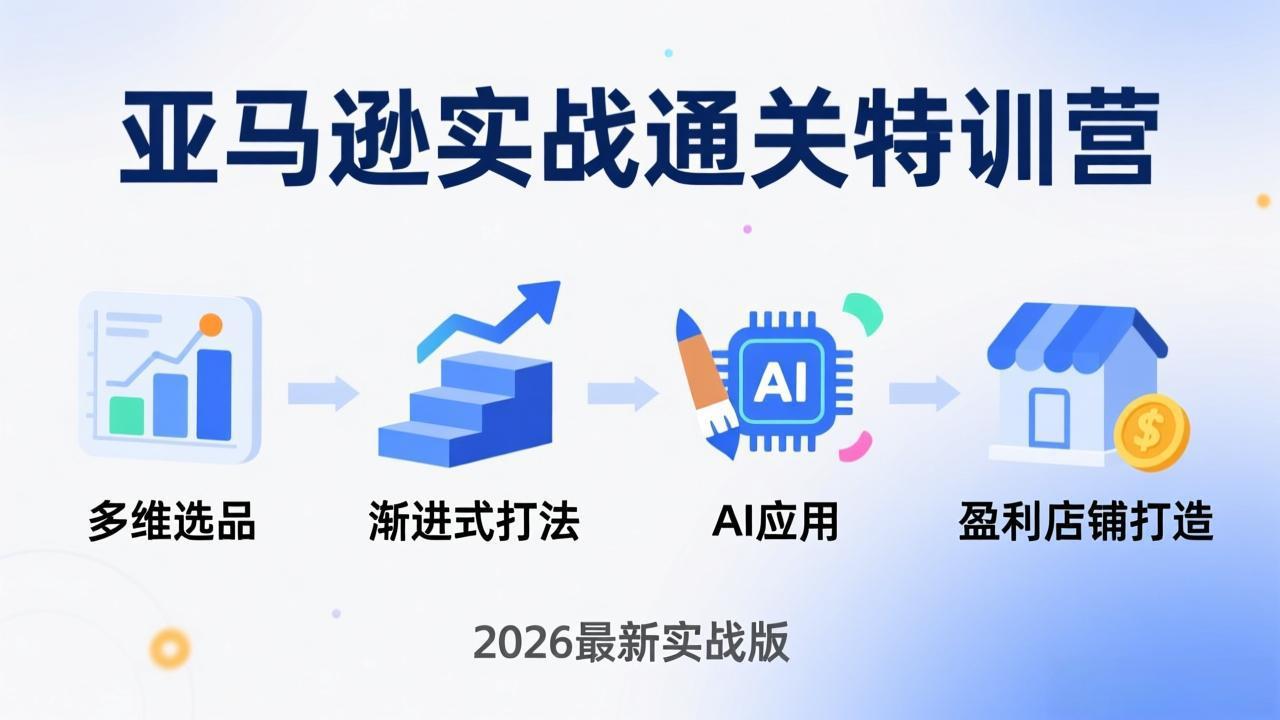 亚马逊实战通关特训营:2026年3月更新,多维选品+渐进式打法+AI应用,从0到1打造盈利店铺 亚马逊实战通关特训营:2026年3月更新,多维选品+渐进式打法+AI应用,从0到1打造盈利店铺
