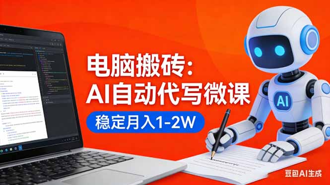 电脑搬砖:AI自动代写微课,稳定月入1-2W,提供接单渠道,0门槛小白可做! 电脑搬砖:AI自动代写微课,稳定月入1-2W,提供接单渠道,0门槛小白可做!