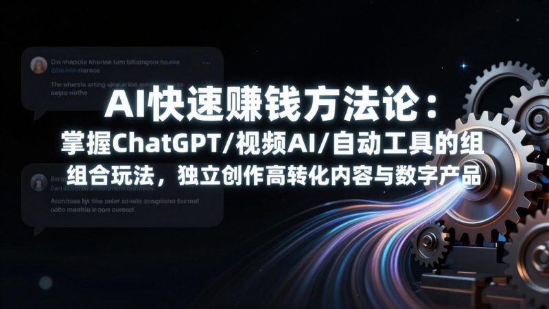 AI快速赚钱方法论:掌握ChatGPT/视频AI/自动化工具的组合玩法,独立创作高转化内容与数字产品 - 技研社-技研社